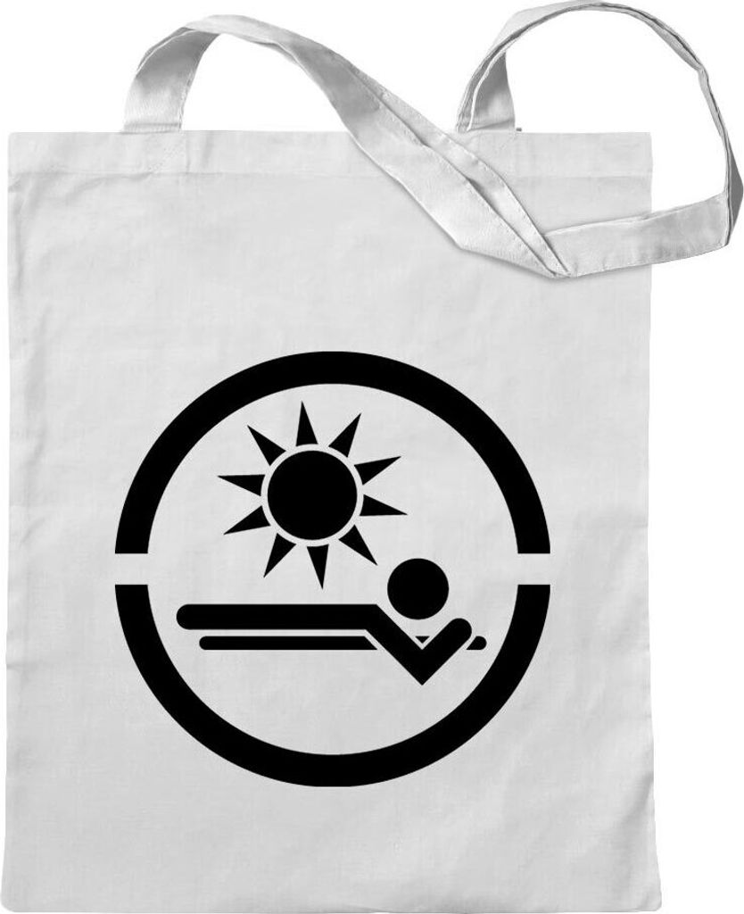Kiwistar - Baumwolltasche - weiss - Sonnenstudio - Tragetasche Stoffbeutel Umhängetasche Langer Henkel