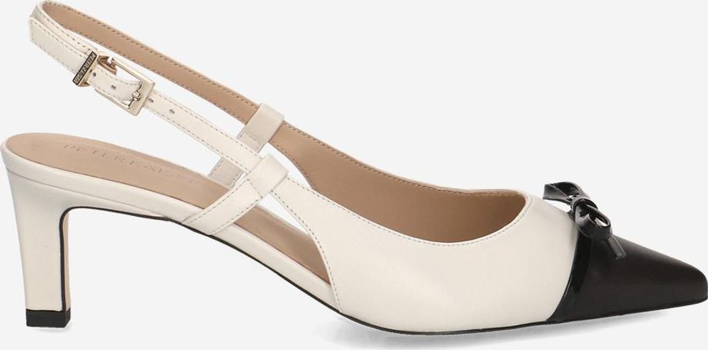 Peter Kaiser 79609 153, Peeptoes & Slingpumps in Cremeweiß/Schwarz für Damen, Größe 38