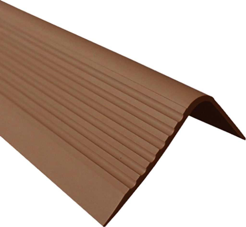 QUEST Treppenkantenprofil 40x52mm, 1.5m, Treppenprofil PVC für Treppenstufen, Treppenkantenschutz mit Rillen, Antirutsch, RGPD, bronze