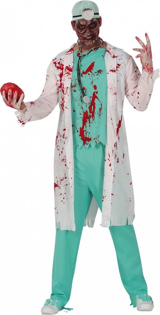 Blutiges Zombie Chirurg Arzt Herrenkostüm für Halloween Größe: L