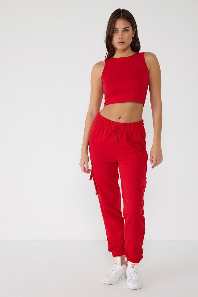 Neckholder-Crop-Top-Body, Red, M