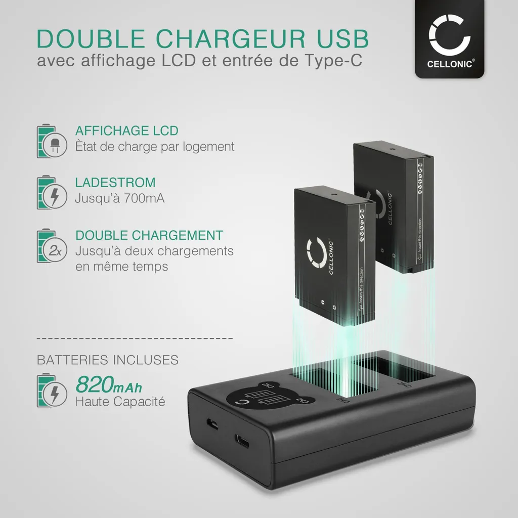 Plus de panne de batterie : Pack LP-E12 pour Canon EOS M50 et Chargeur x2 - 2