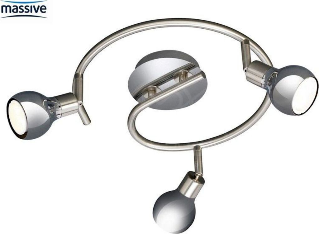 Energiespar Rondell Spotspirale Chrom 3 Flammig Ø30cm 3x GU10 9W