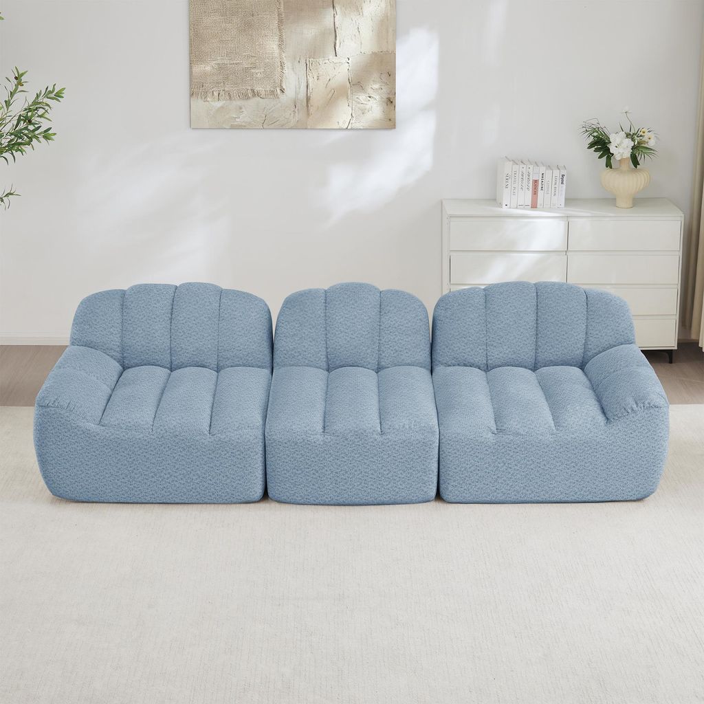 MODFU 3-Sitzer Modulares Sofa,Zweisitzer Ecksofa mit Rahmenlose,Big Sofa mit verstellbare Sitzkissen,ohne Ottoman,Schlafsofa mit geschwungene Form,...