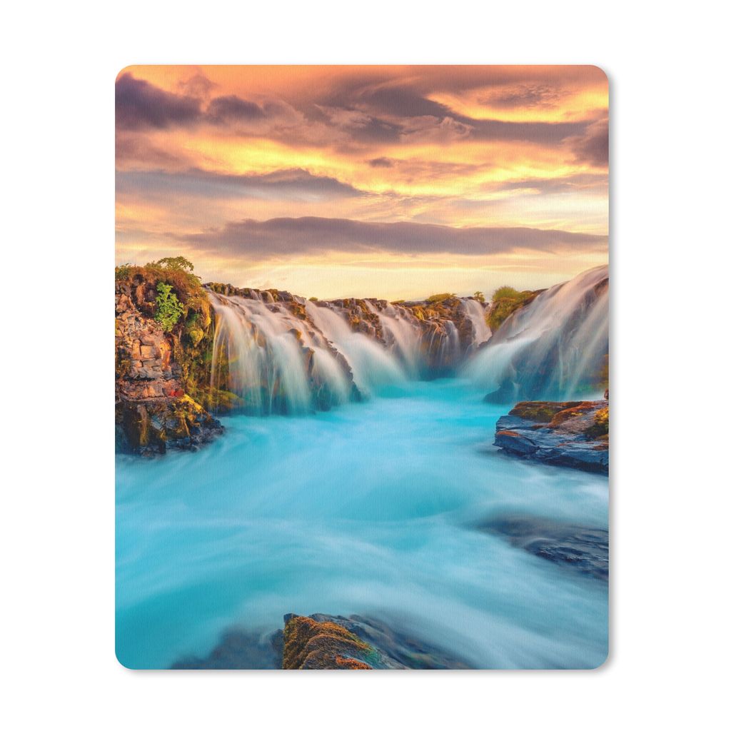 MuchoWow Mauspad Mousepad Wasserfall - Landschaft - Wolken - Natur 19x23 cm - Mousepads - Maus Mat - Pad - Mausunterlage - Mauspads - Spielen