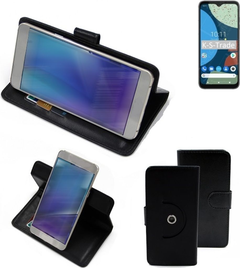 K-S-Trade Case Schutzhülle Handyhülle kompatibel mit Fairphone 4 Flipcase Smartphone Cover Handy Schutz Tasche Klapphülle Walletcase schwarz (1x)