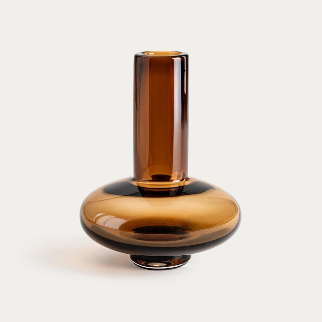 HOMLA MONERA-Vase aus bernsteinfarbenem Glas, 13,5 x 18 cm Produktbild 