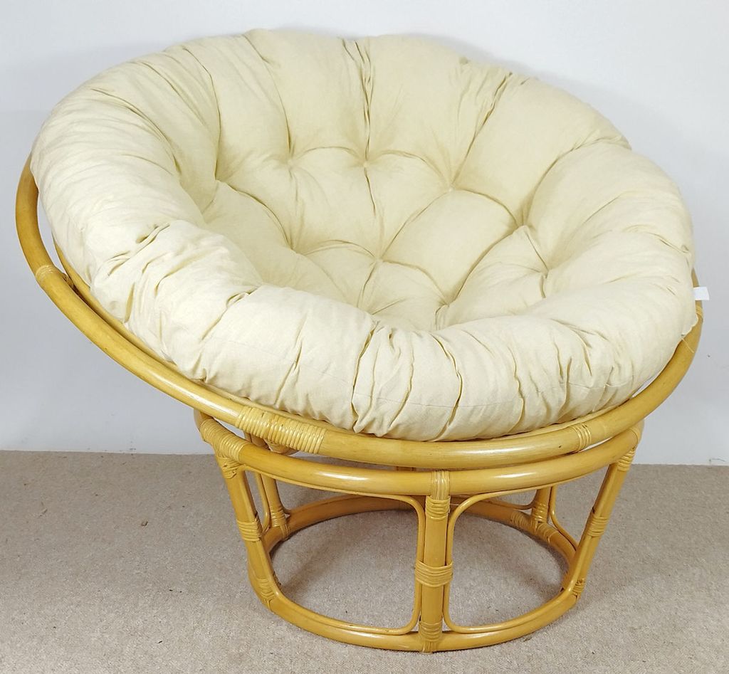 Rattan Papasan Sessel inkl. hochwertigen Polster, D 110 cm, Produktbild 4