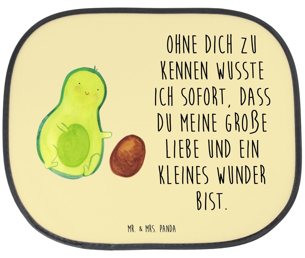 Mr. & Mrs. Panda Sonnenschutz Auto Avocado Kern rollt - Gelb Pastell - Geschenk, Sonnenblende, Liebe, Baby, pkw, Wunder, Autosonnenschutz, Autosche...