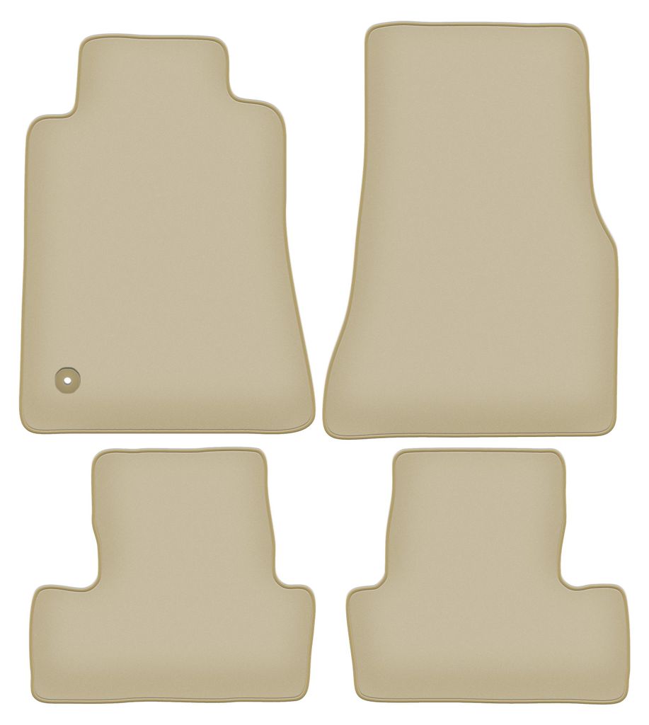 Velours-Fußmatten PREMIUM beige passend für Ford Mustang MK5 (2004-2014, Coupe) – mit Befestigungen – passgenau