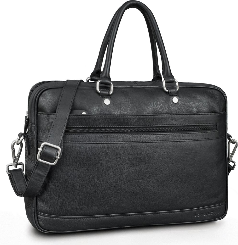 ROYALZ "Charleston" Echtleder Aktentasche Herren Umhängetasche Leder groß modern - Business Laptoptasche 14 - 15.6 Zoll Ledertasche als Henkeltas...