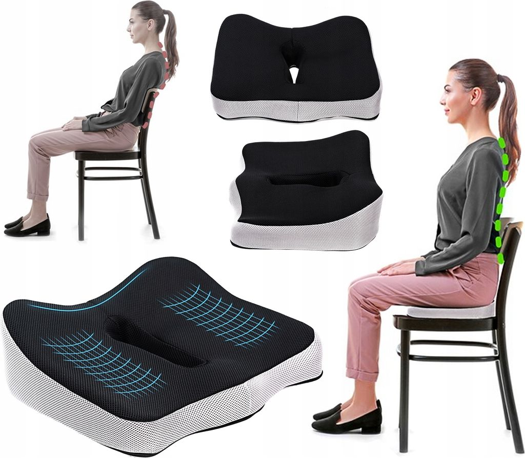 Orthopädisches Sitzkissen L-Form - Mit Rückenkissen Für Büro & Auto