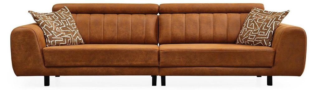 Luxus Viersitzer Couch Braun Kunstleder Sofa 4 Sitzer Polstersofa