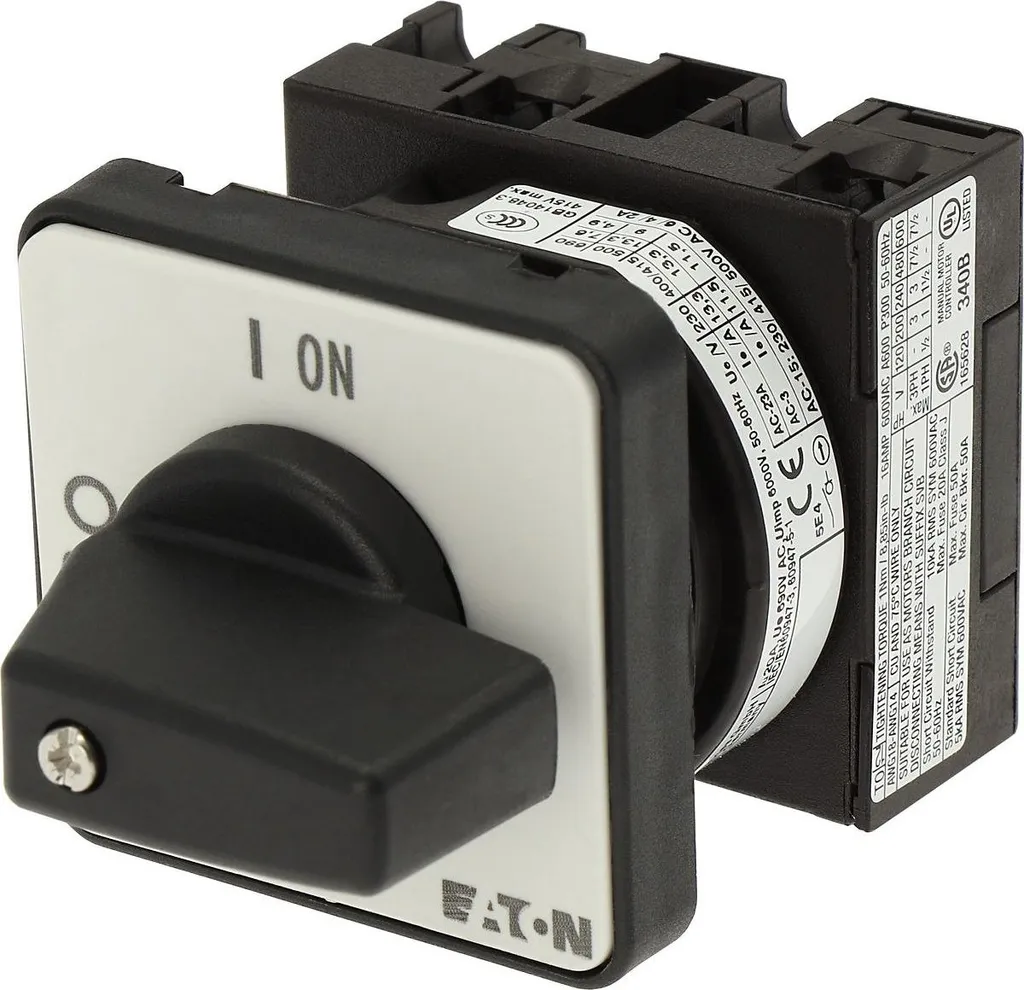 Eaton T0-1-8200/E 20A - Interruttore a Camme 1 Polo 90° Grigio Nero