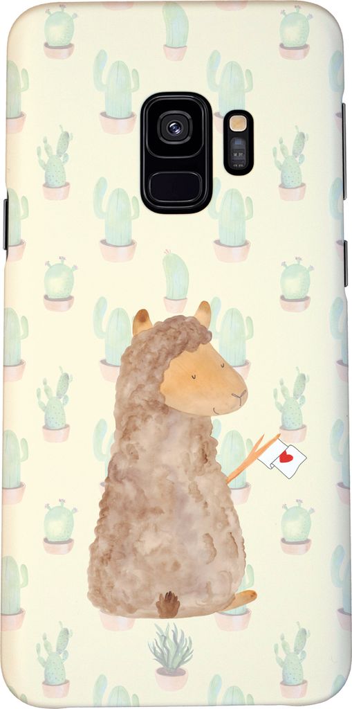 Mr. & Mrs. Panda Samsung Galaxy S9 Handyhülle Alpaka Fahne - Kaktus Grün - Geschenk, Cover, Lama, Lamas, Handy Case, Smartphone Hülle, Liebe, Al...