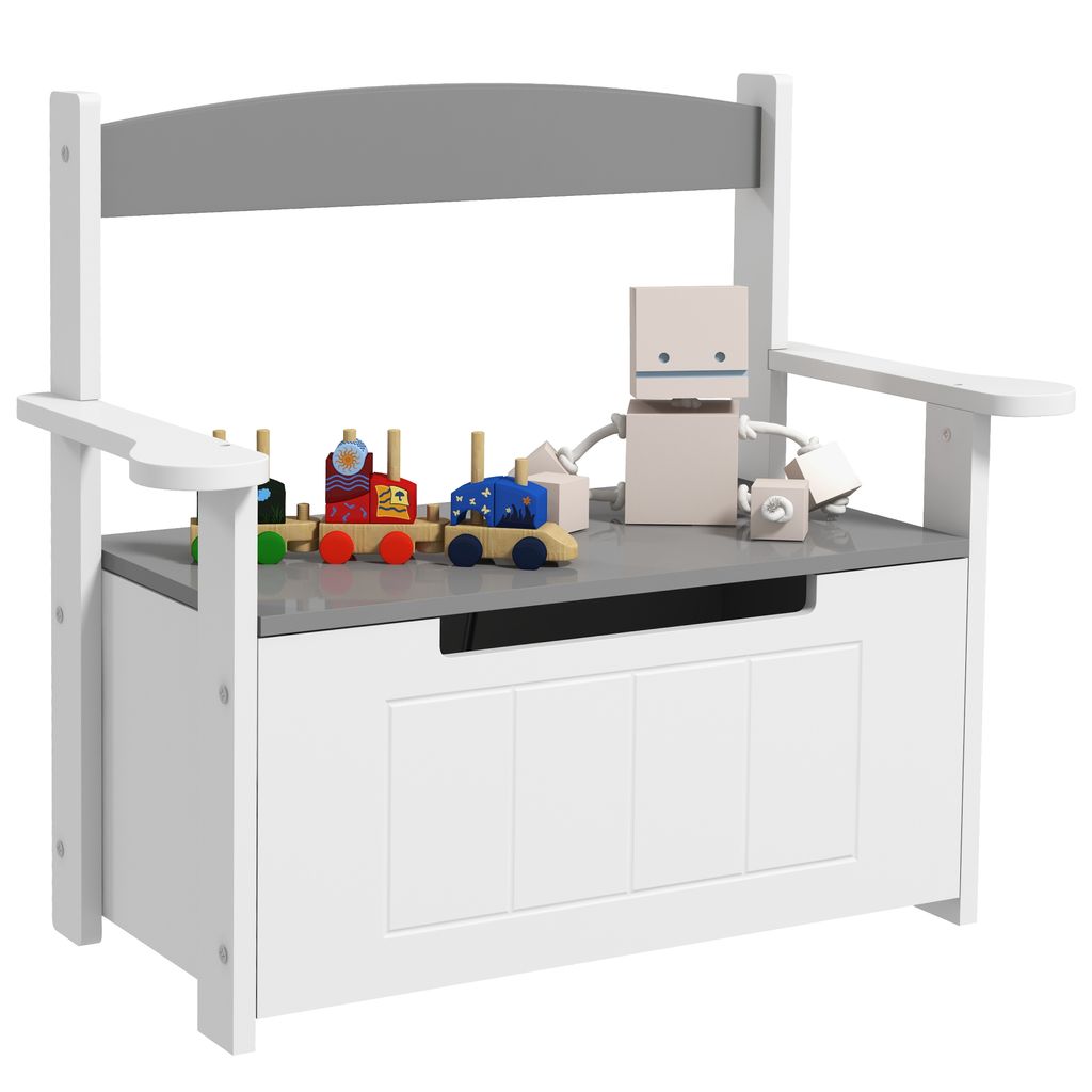AIYAPLAY Spielzeugkiste für Kinder, 2-in-1-Aufbewahrungsmöbel, Bank und Sitz mit Rückenlehne und Armlehnen – pneumatischer Lift, 68,5 L x 34 B...