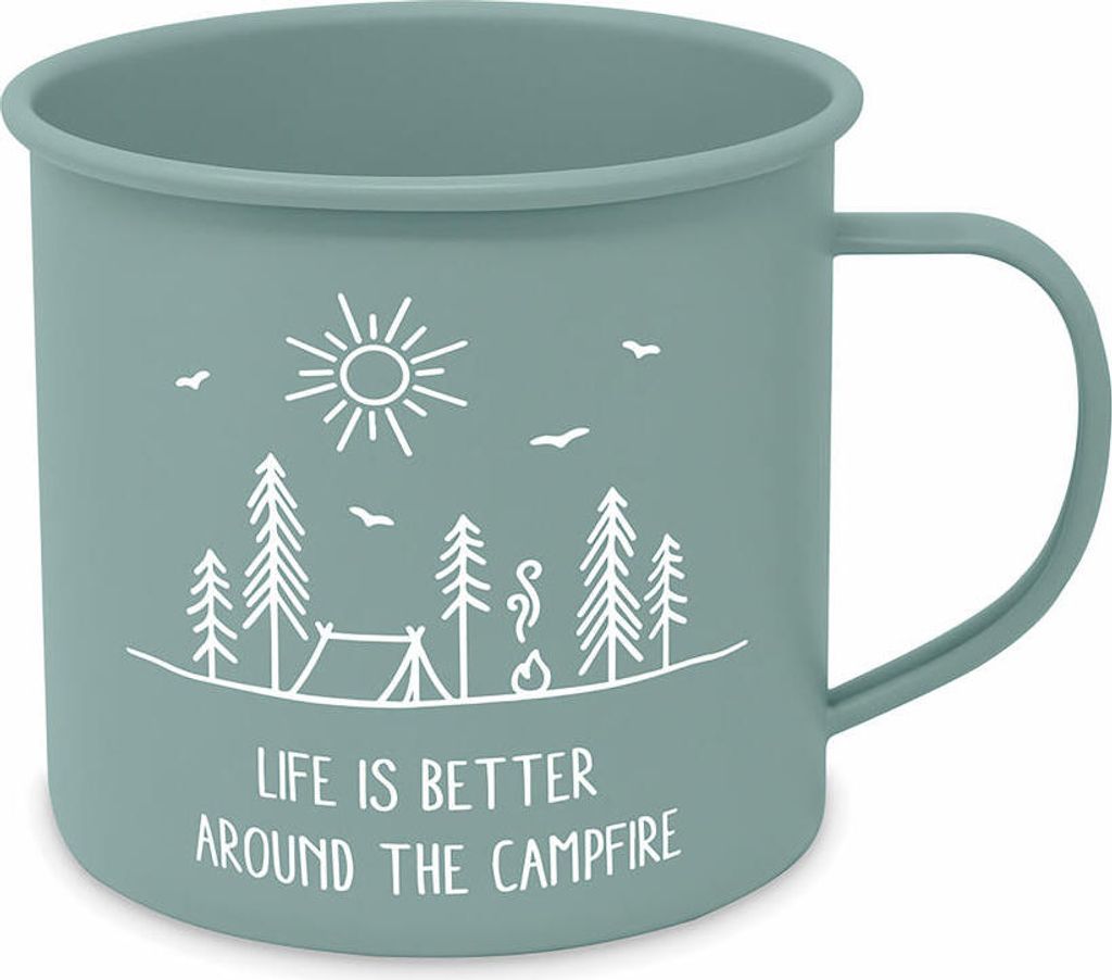 PPD Pure Campfire Happy Metal Mug, Henkelbecher, Kaffeebecher, Becher, Tasse, Metall, 350 ml, 180002320