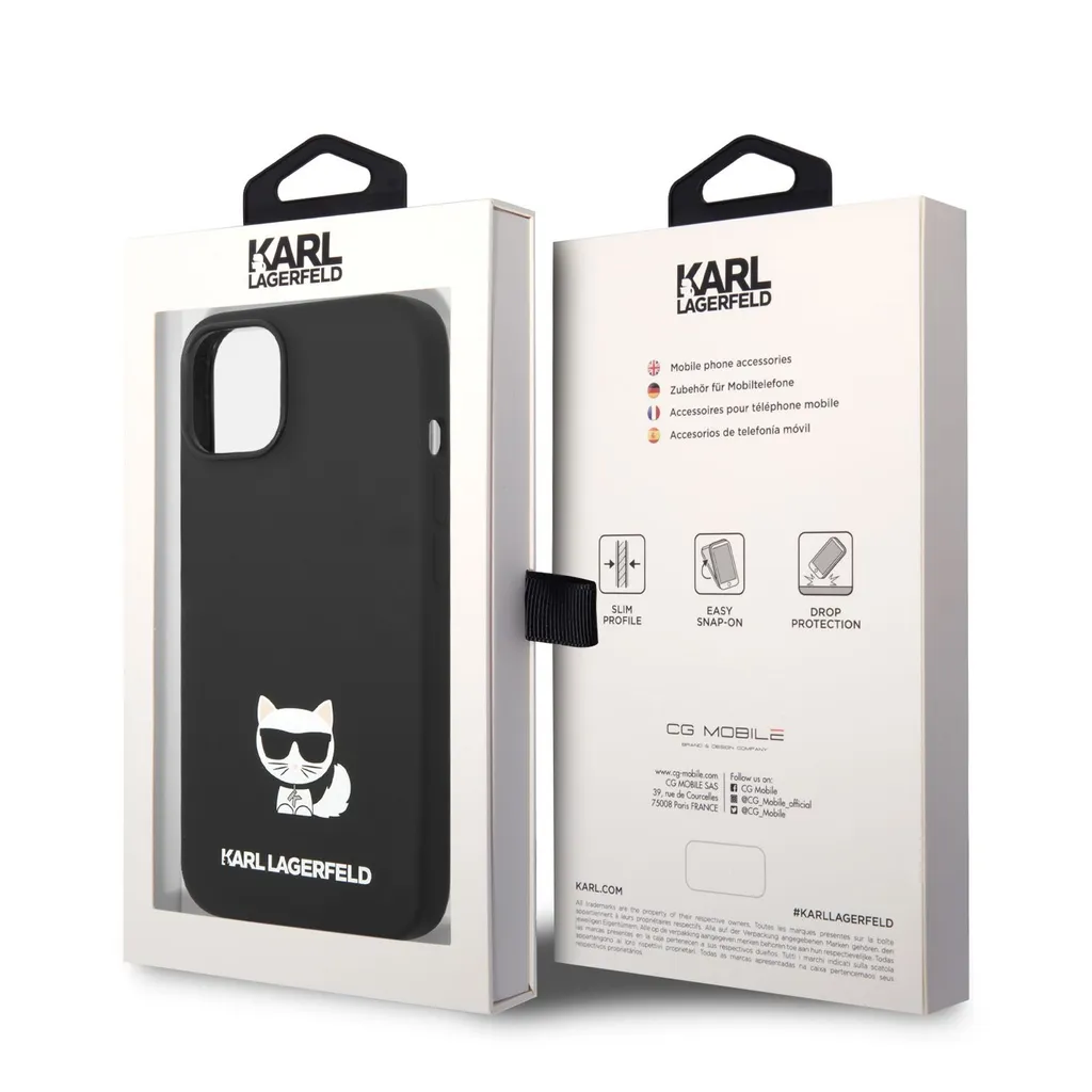 Karl Lagerfeld Cover iPhone 14 Pro Choupette Silicone Nero Luxury - 8