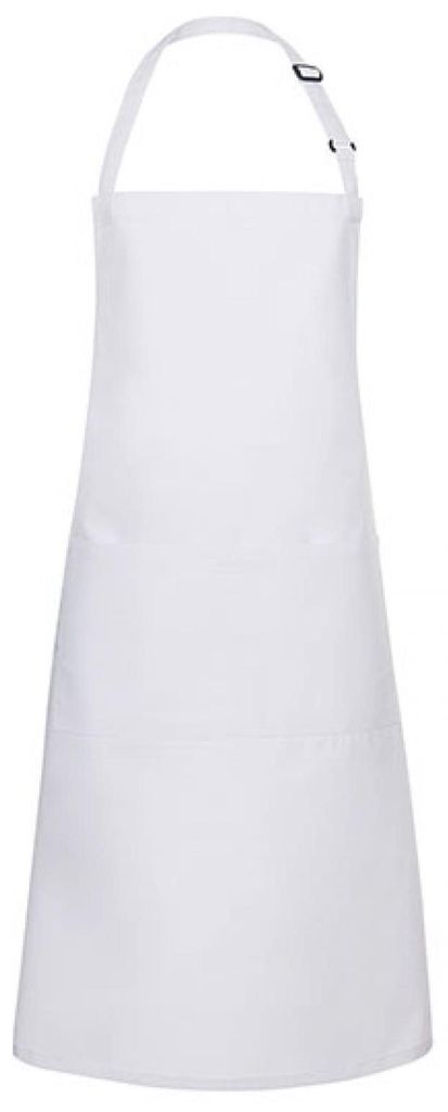 Karlowsky Latzschürze BASIC mit Schnalle und Tasche 75 x 90 cm unisex Polyester/Baumwollmix Weiß