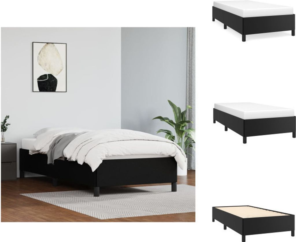 vidaXL Bettgestell Schwarz 90x200 cm Kunstleder - Betten & Bettgestelle