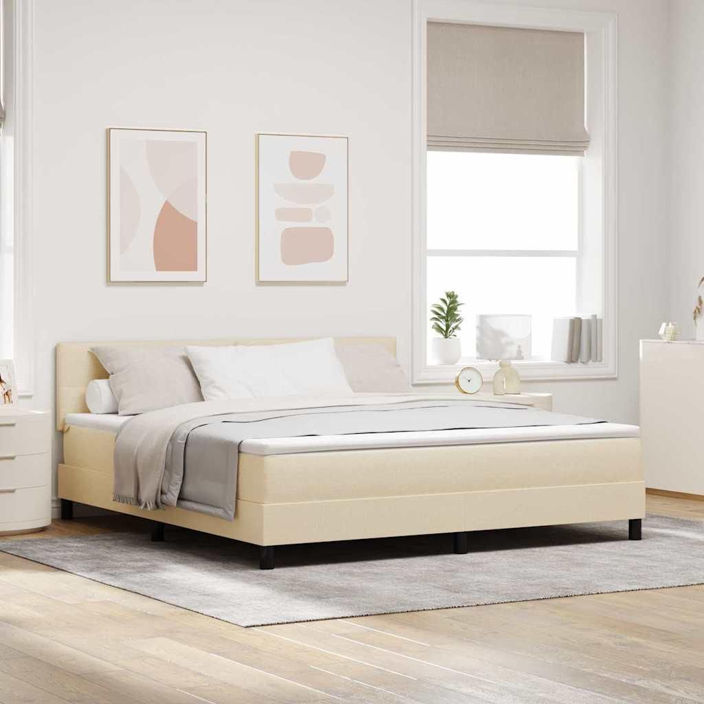 Maison Exclusive - Boxspringbett mit Matratze mit LED Creme 180 x 200 cm Stoff