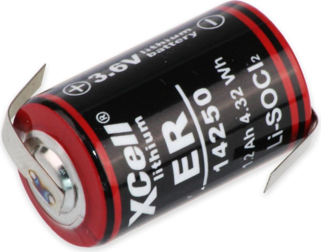 KRAFTMAX Lithium-Batterie LS14250, 1/2 AA, mit Z-Lötfahne, 3,6 V-, 1200 mAh