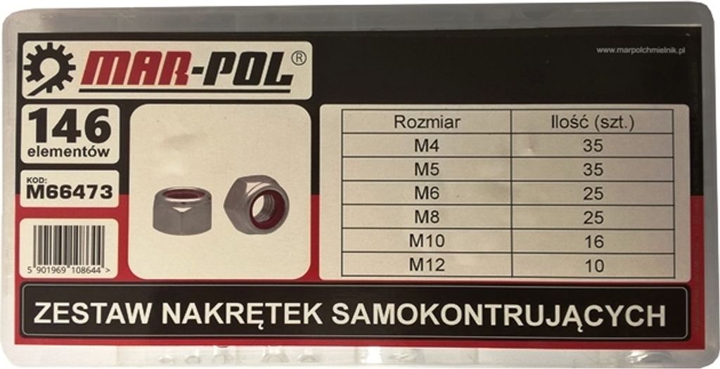Selbstkontrollierender Satz Muttern 146 Elemente Stopmutter M4 - M12 M473
