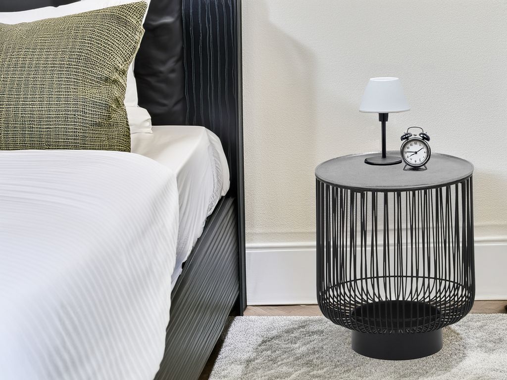 Couchtische rund Schwarz Silber, Beistelltisch für Sofas, Nachttisch am Bett