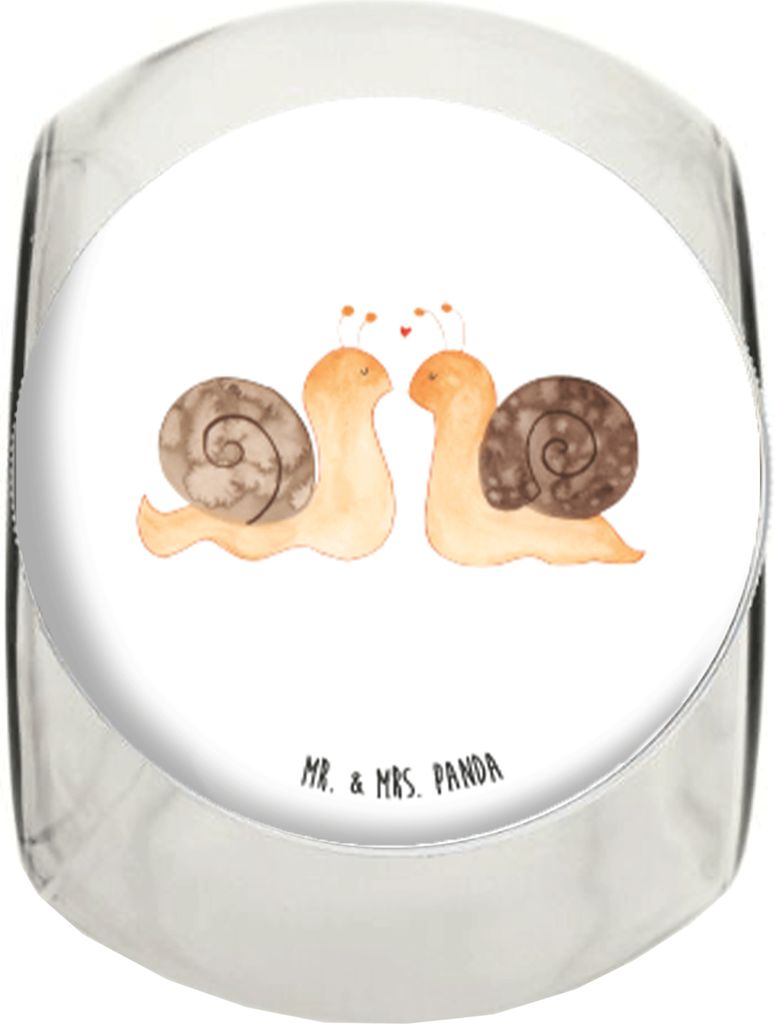 Mr. & Mrs. Panda Bonbonglas Schnecken Liebe L 870ml - Weiß - Geschenk, glücklich, aufbewahrungsglas, Hocheitstag, Teedose, Vorratsbehälter, Aufb...