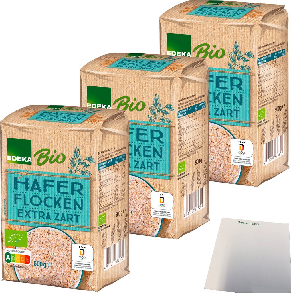Edeka  Haferflocken extra zart 3er Pack (3x500g Packung) + Produktbild 