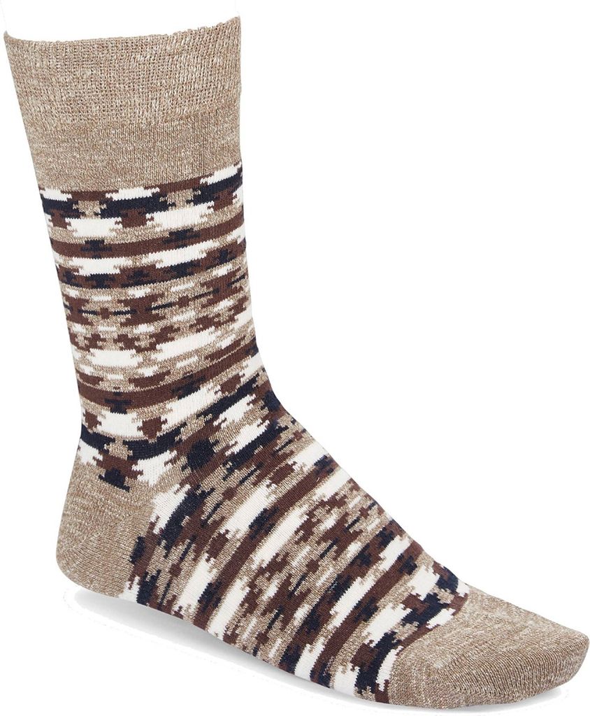 BIRKENSTOCK Herren Socken - Strumpf, Ethno Linen, Jacquard, Leinen-Viskose Garn Braun 42-44