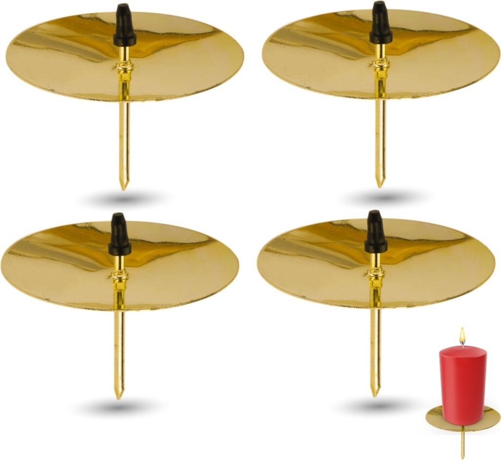 4X Kerzenhalter Gold Kerzenteller Adventskranzstecker 5 cm Produktbild 1