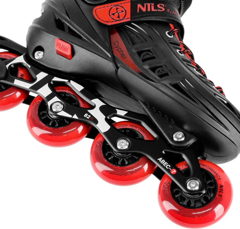 Rollers en ligne modulables de couleur rouge et pointure ajustable M
