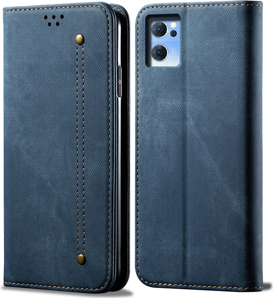 Custodia OPPO Reno7 SE 5G Blu Chic | Cover Pelle Flip Portafoglio Trend