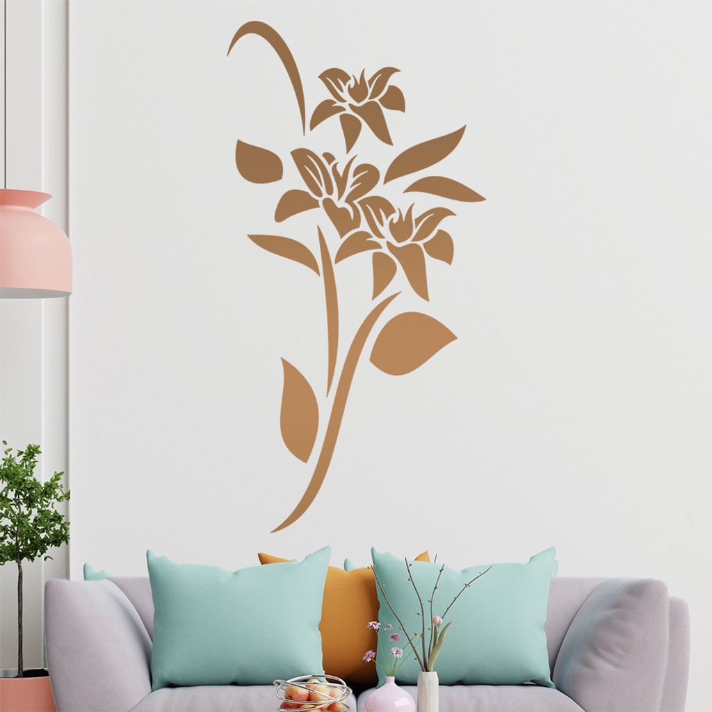 Blumen - Linien Wandtattoo in 6 Größen - Wandaufkleber Wall Sticker - Dekoration, Küche, Wohnzimmer, Schlafzimmer, Badezimmer