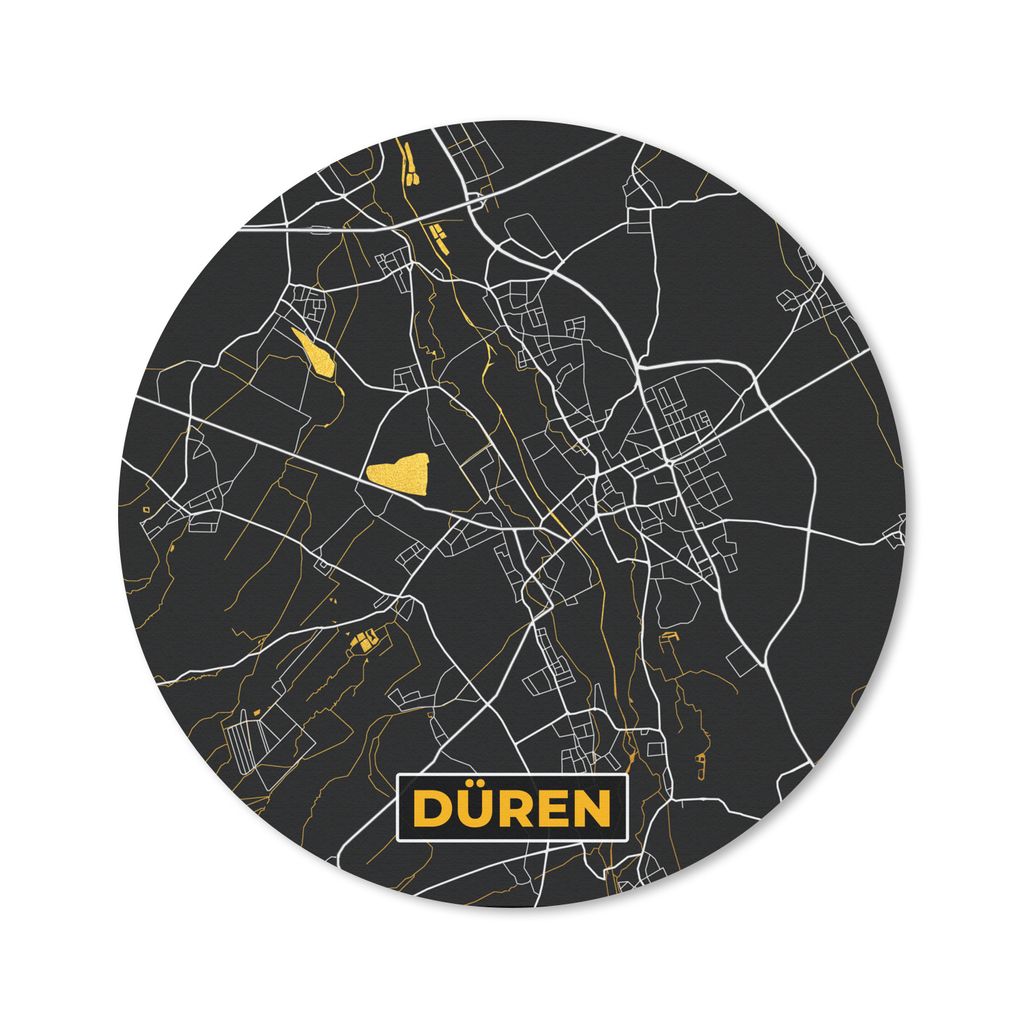MuchoWow Mauspad Mousepad Düren - Karte - Gold - Stadtplan - Deutschland - Karte 30x30 cm - Mousepads - Maus Mat - Pad - Mausunterlage - Tischun...