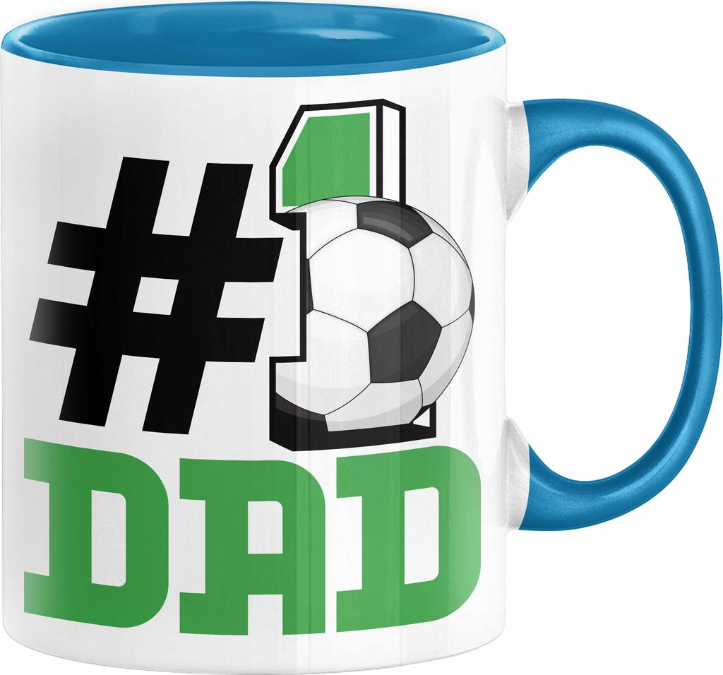 Fußball-Trainer Fußballer Nummer 1 Dad Vater Tasse Geschenk Fußball Papa Geschenkidee Bester Papa Der Welt Vatertag Lustige Geschenkidee (Blau)
