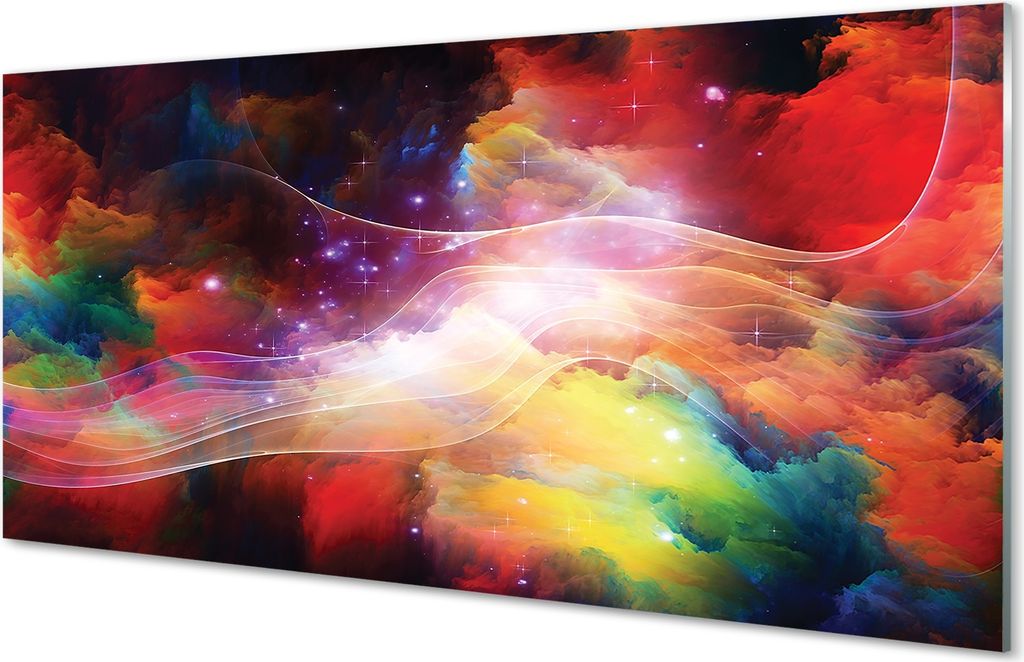 Glasbilder 100x50 Wandkunst Fraktale abstrakte Welle