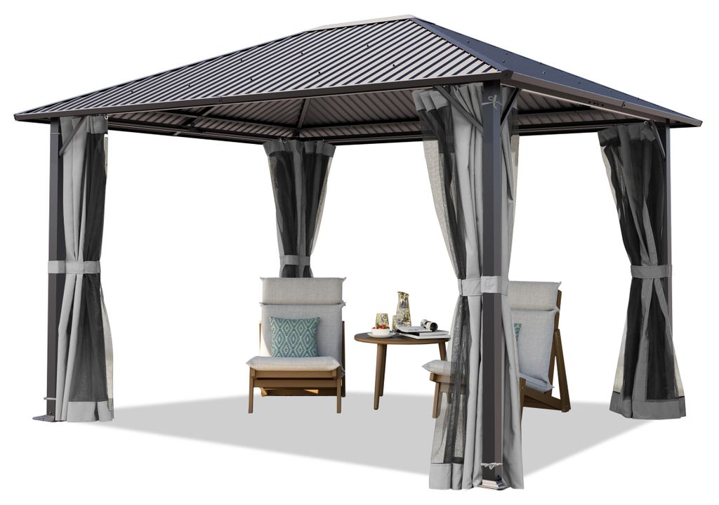 TOOLPORT Gartenpavillon 3x3,65 m Stahl-Dach mit Produktbild 