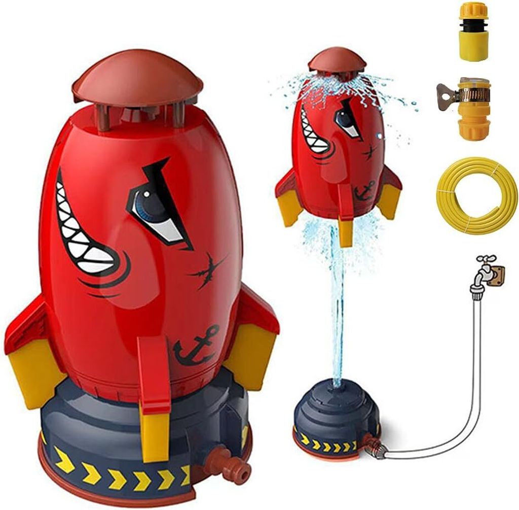 Rocket Wassersprinkler Kinder Outdoor,Wassersprinkler, Water Rocket Sprinkler,Wasserspielzeug Garten,Rasensprenger Kinder,Outdoor Wasserspielzeug (B)
