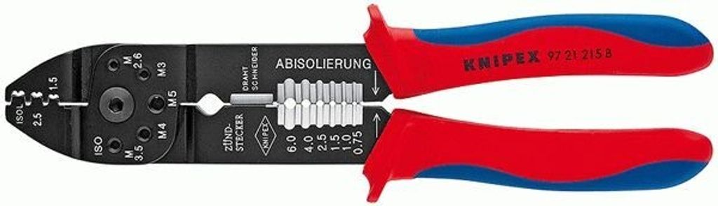 Knipex Crimpzangefür unisolierte Verbinder 0,5-2,5 mm² in 215 mm - 97 21 215 B SB