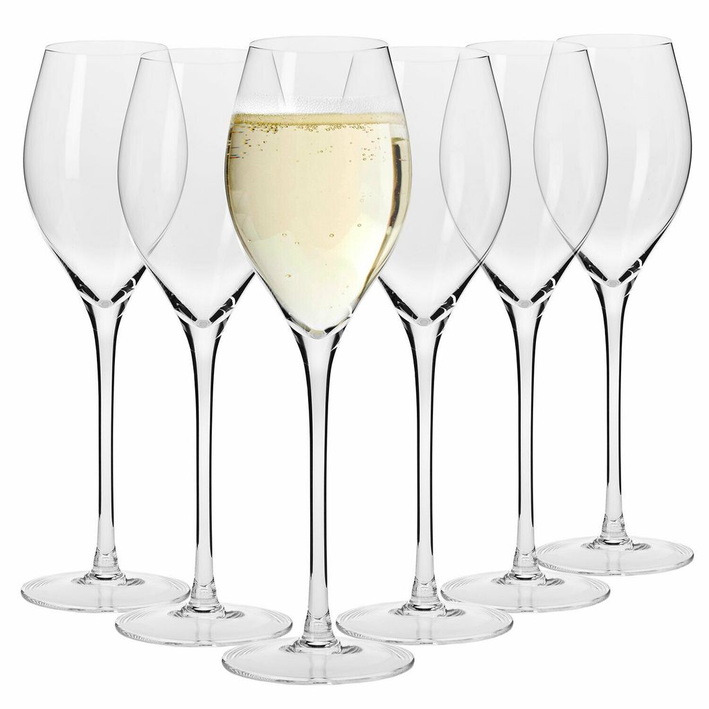 KROSNO Harmony Prosecco Gläser 6er Set 280 ml – elegante Gläser, klares Glas, modernes Design, ideal für Prosecco und Sekt