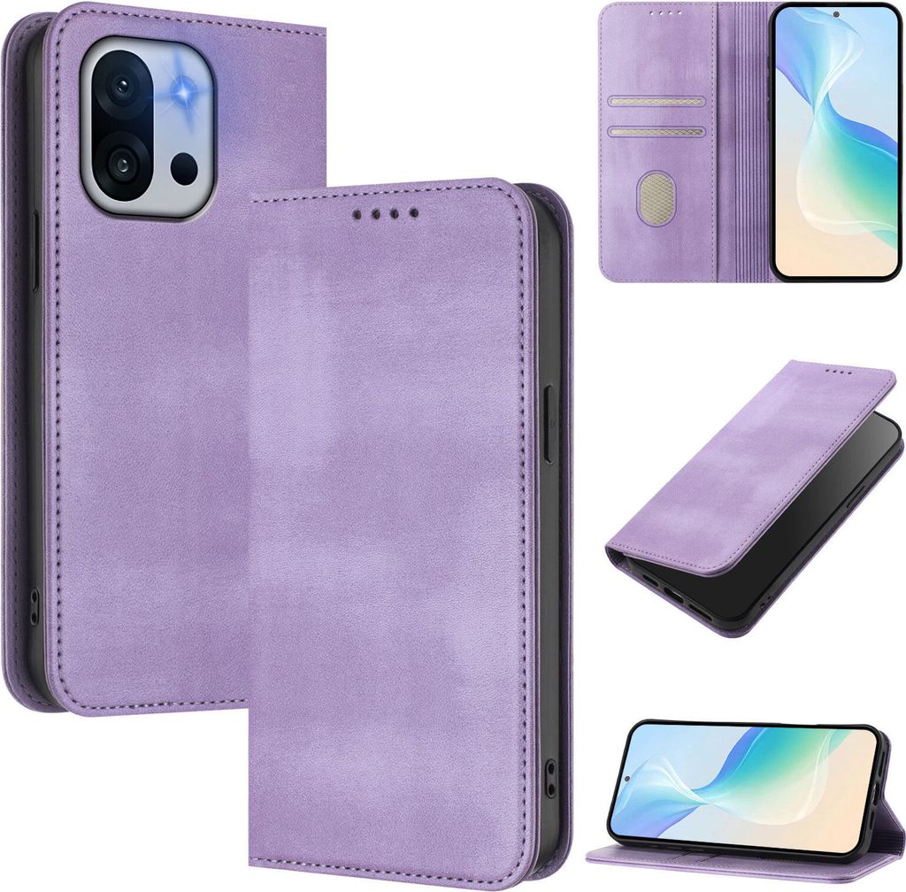 Handyhülle für OnePlus 13T, Vintage Leder RFID Schutz Kartenfach Standfunktion Magnetische Klapphülle Violett