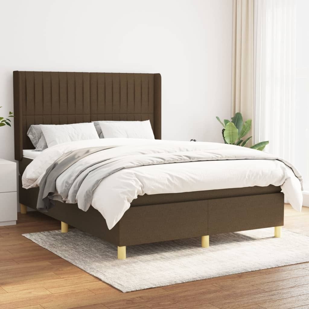 CLORIS Boxspringbett Polsterbett mit Matratze Dunkelbraun 140x190 cm Stoff, 72,03 kg