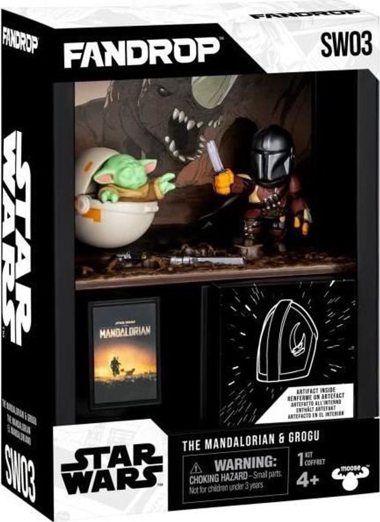 Figurine, FANDROP x STAR WARS Mandalorian & Grogu, Vitrine mit Kultszene + Mini Poster, 18 cm