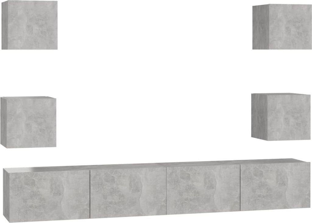 6-tlg. TV-Schrank-Set Betongrau Holzwerkstoff