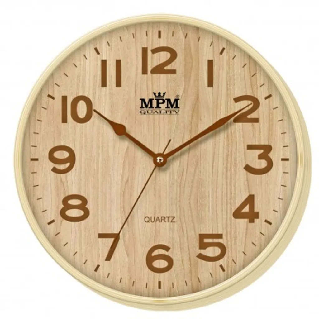 Horloge murale MPM 30cm brun clair : solution déco sobre et efficace - 2