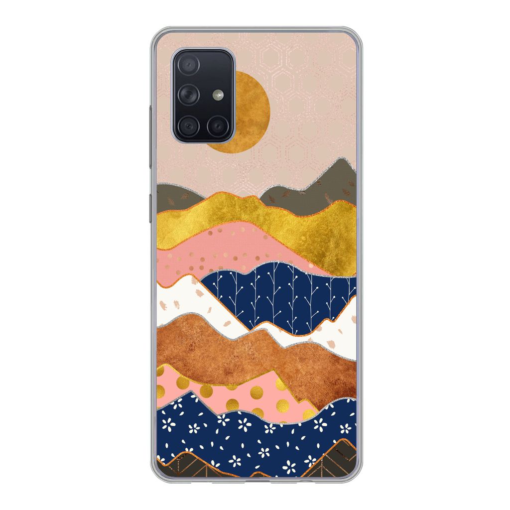 MuchoWow Handyhülle Schutzhülle Hülle für Samsung Galaxy A51 5G Gold - Pastell - Muster Silikon Softcase Handy Hülle - Abbildung