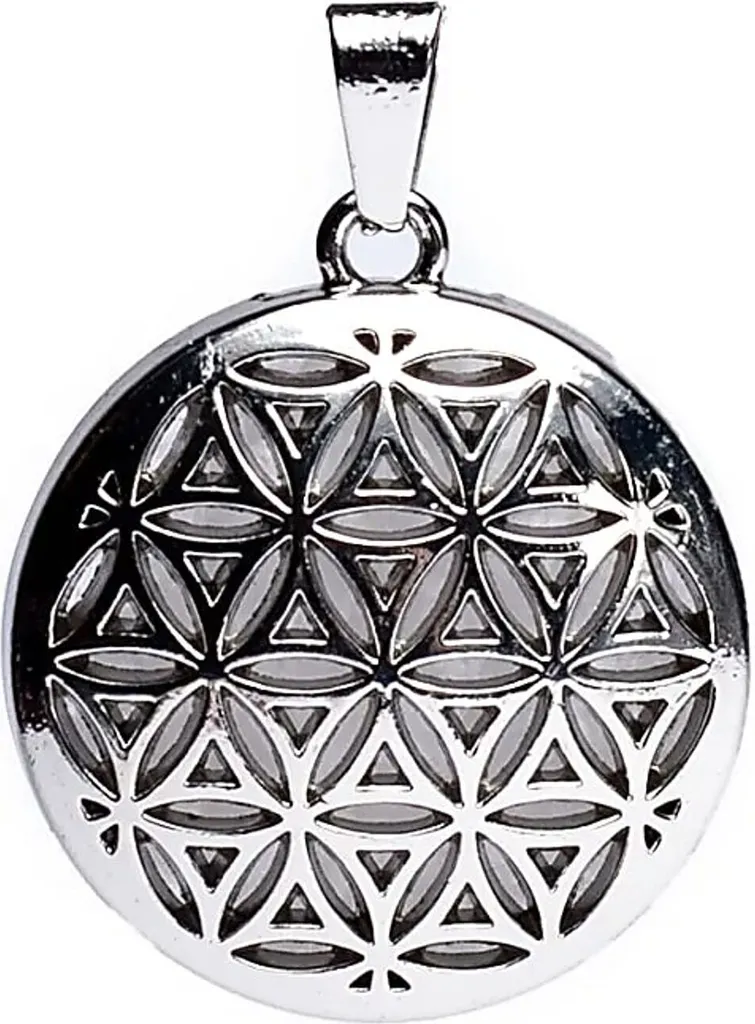 Pendentif Fleur de Vie de 3cm en Cristal de Roche Naturel - Gravé 3x