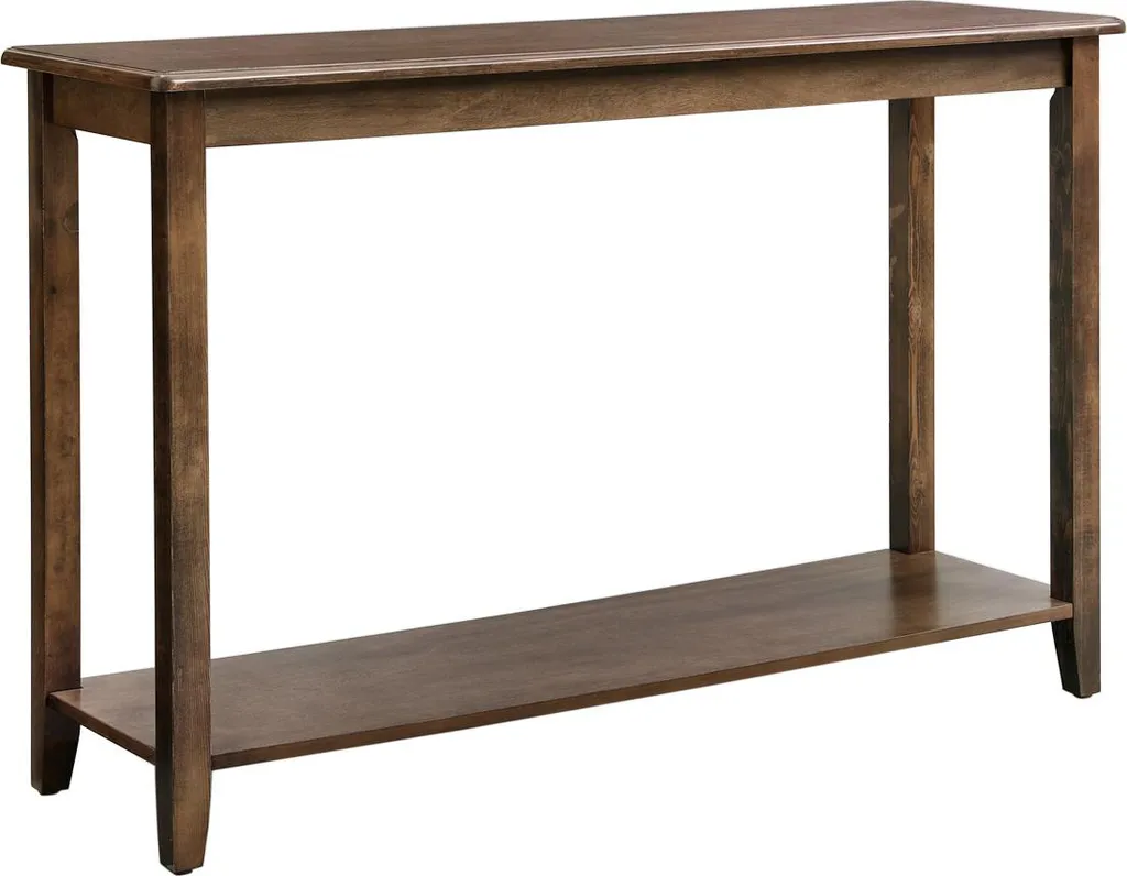 Console en bois brun noyer avec structure robuste et finition vintage